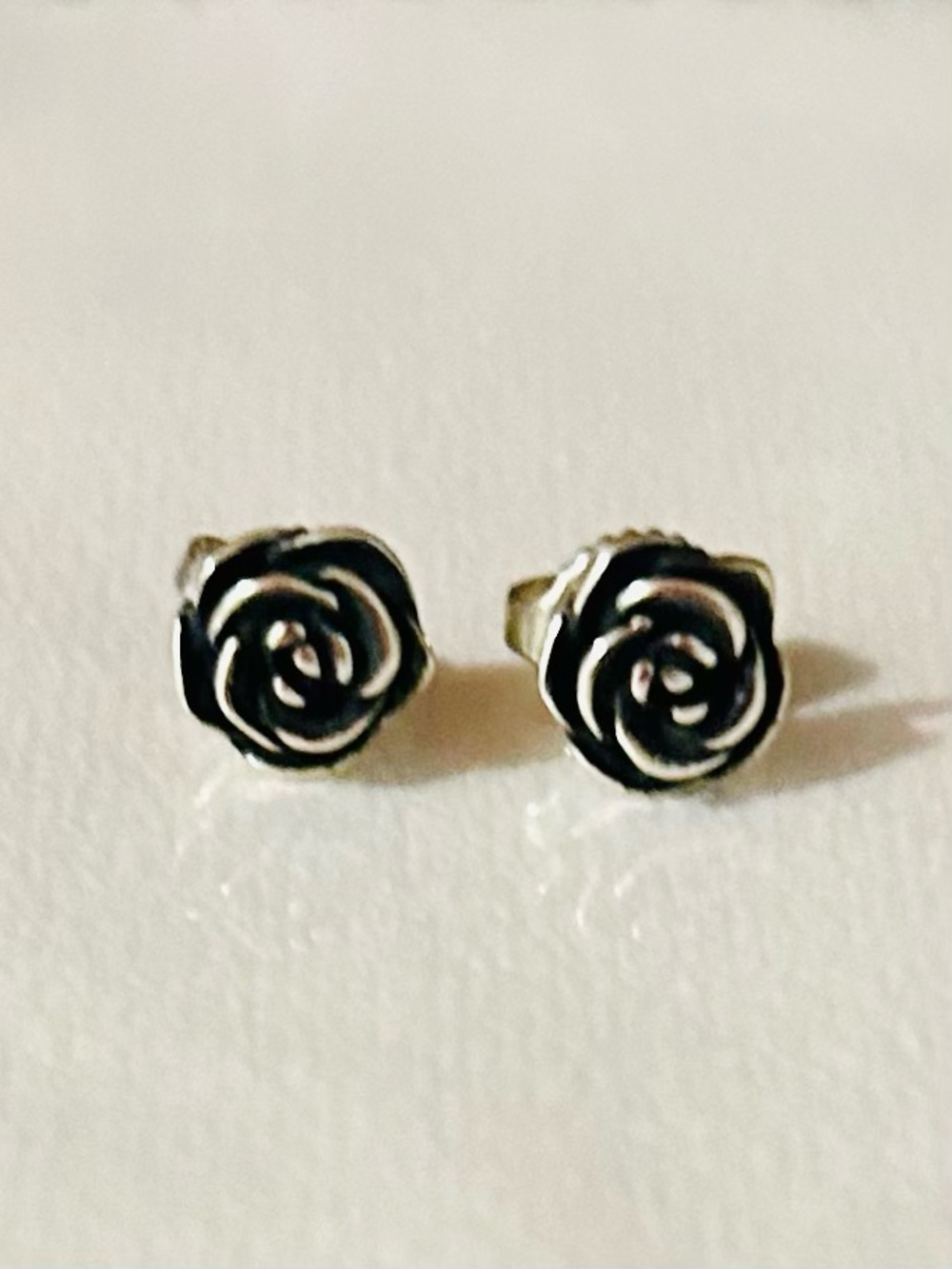 James Avery Black and Silver Rose Stud Earrings